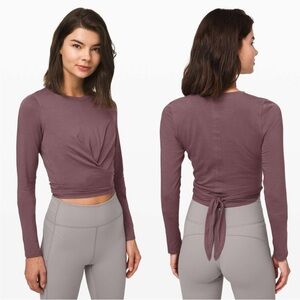 Women's Lululemon Time To Restore Long Sleeve Top in Antique Bark size 8